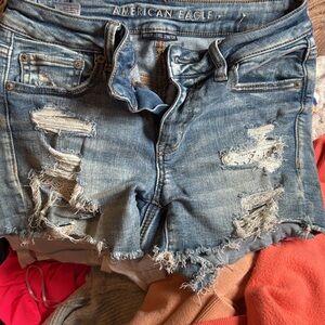 American Eagle Outfitters Women's Blue Distressed Denim Shorts